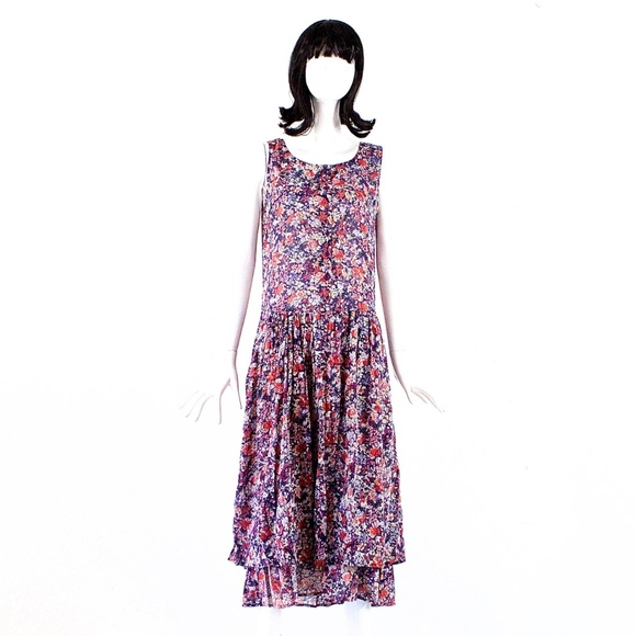 VTG 80's ZASHI India Sheer Floral Print Dress - Picture 1 of 6